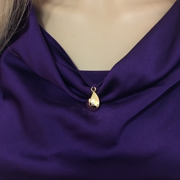 ST. JOHN  BLOUSE 92% SILK GORGEOUS PURPLE FIGURE FLATTERING LARGE - Picture 2 of 9